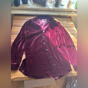 Cranberry Reddish/Purple Johnny Was Long Sleeve Button Down Blouse Top Size S